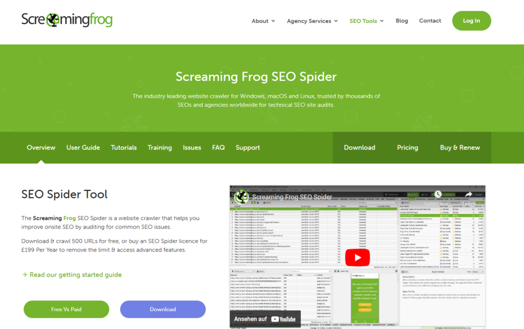 Screaming Frog SEO-Tool für das technische SEO