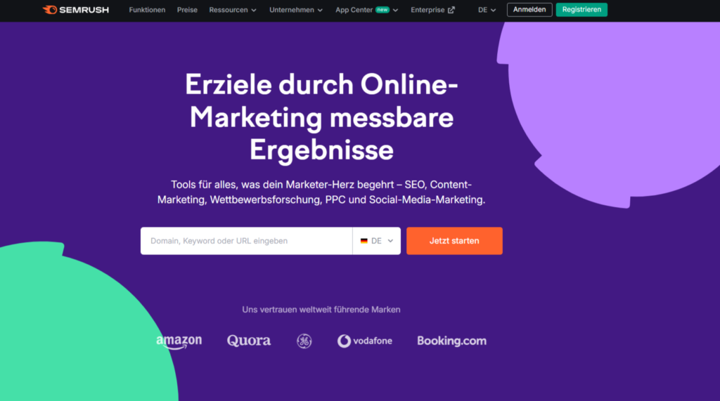 SemRush Startseite SEO-Tools