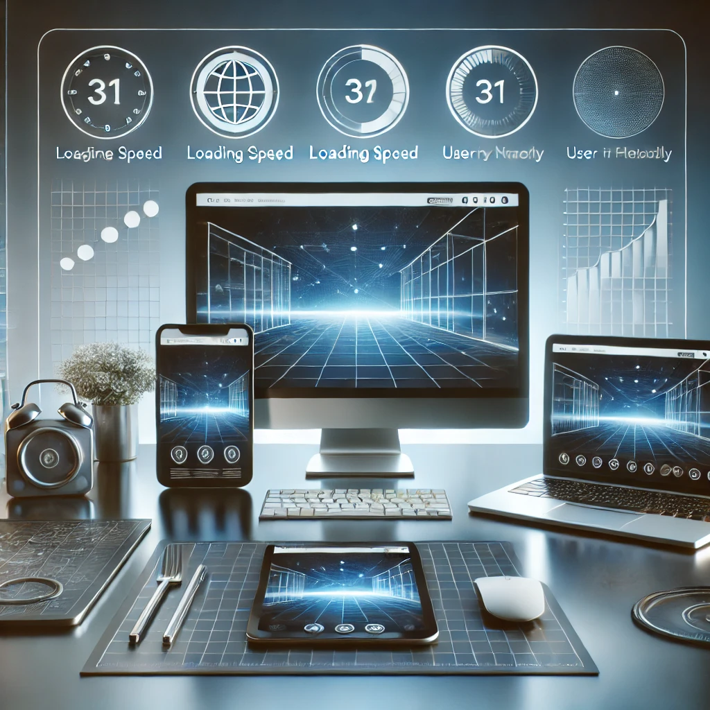 Mobile Optimierung: Warum responsive Webdesign ein Muss ist 7 mobile optimierung website - A visually appealing image representing mobile optimization and responsive web design. The scene features a sleek modern workspace with multiple devices